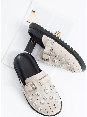 Duxal Shoes Zlata Kadın Taş Detaylı Tokalı Günlük Terlik
