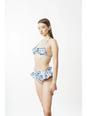D Lingerie Imprimé Blanc Üçgen Bikini Takımı- DM1984