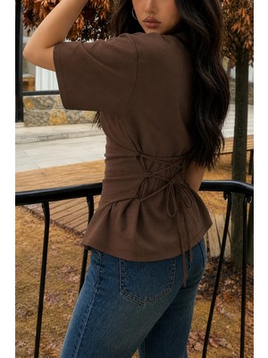 Cool Tarz Kadın Bağcıklı Bel Detaylı Basic Tişört