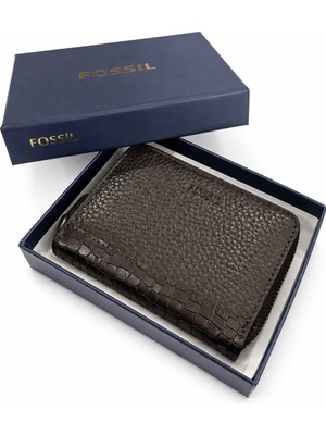Fossil Hakiki Deri Fermuarlı Yatay Unisex Cüzdan Kartlıklı Çok Bölmeli Kutulu Şık Günlük Kullanım