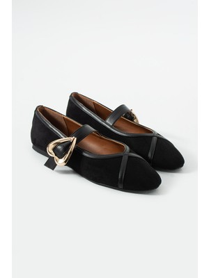 Duxal Shoes Jadon Trend Kalp Tokalı Kadın Babet Günlük Şık Mary Jane Ayakkabı