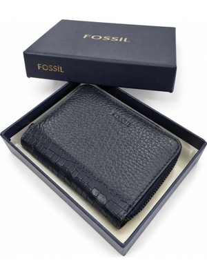 Fossil Hakiki Deri Fermuarlı Yatay Unisex Cüzdan Kartlıklı Çok Bölmeli Kutulu Şık Günlük Kullanım