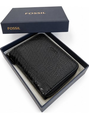 Fossil Hakiki Deri Fermuarlı Yatay Unisex Cüzdan Kartlıklı Çok Bölmeli Kutulu Şık Günlük Kullanım