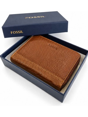 Fossil Hakiki Deri Fermuarlı Yatay Unisex Cüzdan Kartlıklı Çok Bölmeli Kutulu Şık Günlük Kullanım