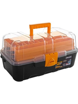 Super-Bag 16" Raflı Balıkçı Takım Çantası Turuncu Renkli ABS Plastik Gövde ile 28 Parça Organizer