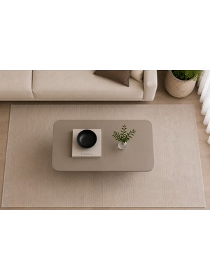 By Cino Milano Membran Mdf Üst Tablalı Asimetrik Ayaklı Vizon Renkli Modern Orta Sehpa