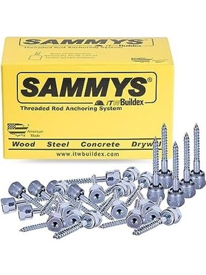 Lidyada Maison Sammys 8003957-25 Dikey Çubuk Ankraj Süper Vidası 1/4 Inç Dişli Çubuk Bağlantısı, 1/4 x 2 Inç Vida, Ahşap Için (Pkg.=25), Çinko