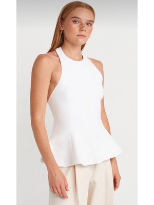 Belirtilmemiş Boyundan Bağlamalı Peplum Top