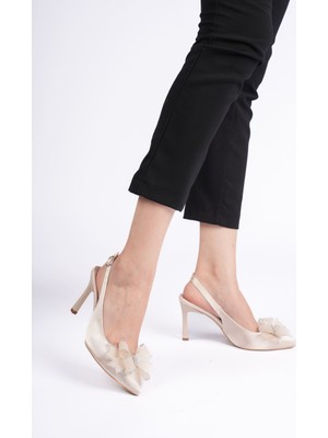Craft Moda Kadın Siyah Taşlı Fiyonk Detaylı Sivri Burun Stiletto