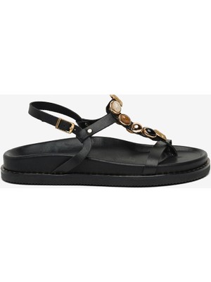 Greyder Kadın Siyah Hakiki Deri Sandalet 6Y2FS59364