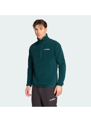 Adidas Erkek Multi Essentials Fleece Yarım Fermuarlı Üst Yeşil Renkli Rahat Kullanım İçin