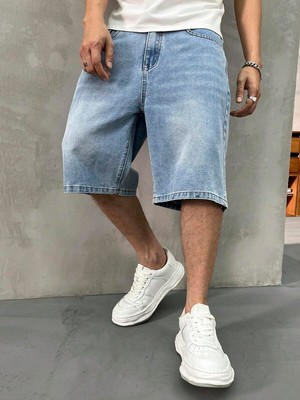 Wkm Erkek Oversize Asit Yıkama Denim Şort