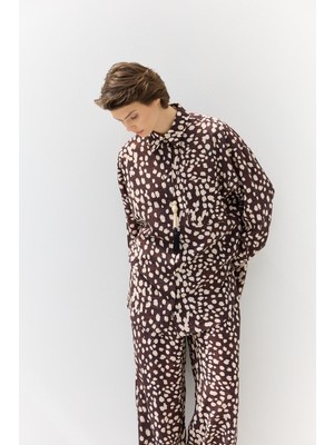Kadriye Baştürk Animal Desenli Gömlek Acı Kahve