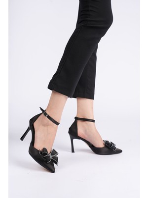 Craft Moda Kadın Taşlı Fiyonklu Bilekten Bağlamalı Stiletto