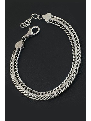Ose Shop Italyan Tasarımı 925 Ayar Gümüş Balık Sırtı Erkek Bileklik