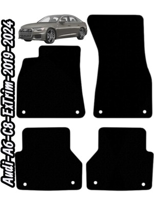 Gian Fabio Falleri Lacasa AUDI-A6-C8-EXTRIM(2019-2024)UYUMLU Renkli Kenar-Silikon Topukluklu Velur Halı Paspas