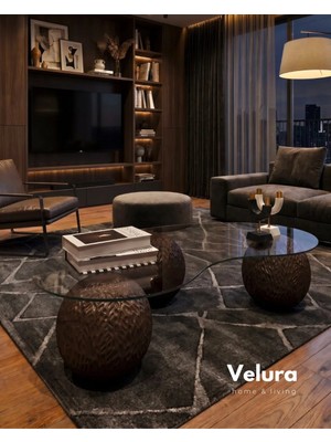 Velura Home & Living Küre Orta Sehpa - Dragon - Koyu Ceviz - Şeffaf Fasulye