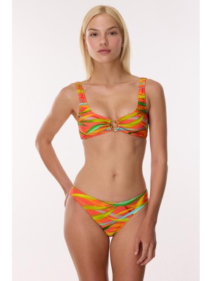Ayyıldız 6644 Turuncu Yeşil Toparlayıcı Bikini Takımı