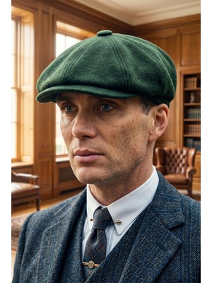 Takı Dükkanı Erkek Kasket Peaky Blinders Driver Kaşmir Şapka Bere Fötr Yeşil CP224U