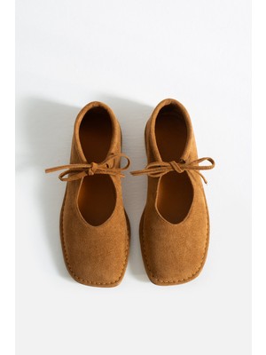 Duxal Shoes Brendon Düğüm Detaylı Konfor Hakiki Deri Içi Bağcıklı Kadın Babet Ayakkabı