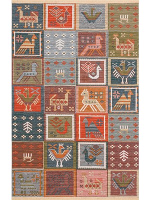 Eko Halı Nomad NMD14 Aqua Multy Pamuk Ile Üretilen Çift Taraflı Kullanıma Uygun Yıkanabilir Otantik Kilim