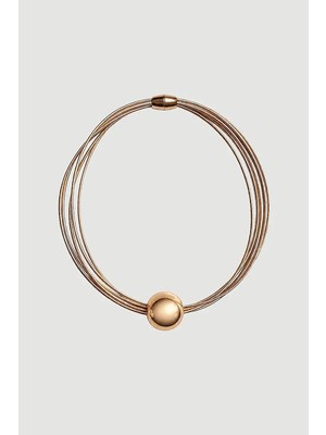 Gusto Küre Detaylı Çoklu Halka Choker Kolye - Gold