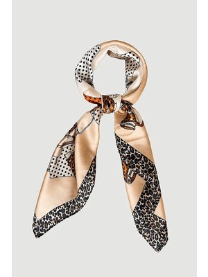Gusto Leopar Çanta Detaylı Fular - Bej