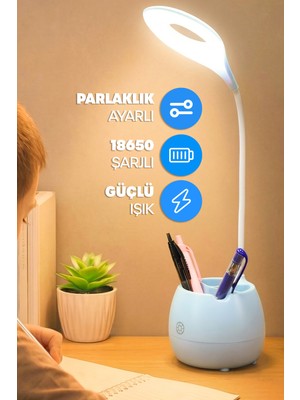 Empressco Telvesse Şarjlı Masa Lambası Işık Ayarlanabilir Kalemlik Telefon Stand Ders Çalışma Okuma Işığı 0620 Turkuaz - Fiyatı, Yorumları