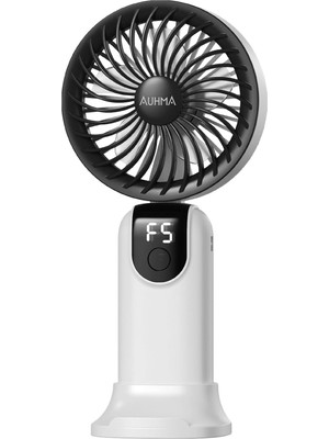 Robeve AUFN19 5 Kademeli Güçlü El Fanı Mini Fan – Şarjlı Taşınabilir Mini Vantilatör, Dijital Ekranlı, Sessiz Çalışma, Uzun Pil Ömrü, Masaüstü & El Tipi Kullanım
