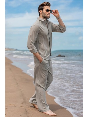 Madmext Mint Yeşili Tensel Kumaş Erkek Gömlek Pantolon Takım E7365