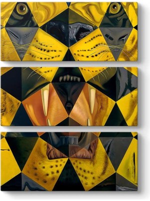 Lidyada Maison Salvador Dali - Tiger Tablosu 70 x 96-3 Parçalı