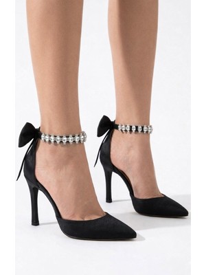 Craft Moda Kadın Stiletto Taşlı Bilekli Fiyonklu Topuklu Ayakkabı 8 cm