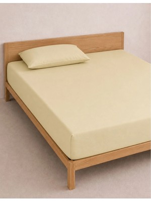 Organickid Home Collection Bej Tek Kişilik Lastikli Battal Çarşaf 120X200