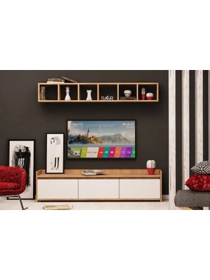 Vivense Esmob Liçi Tv Ünitesi, Meşe-Beyaz