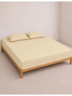 Organickid Home Collection Bej Çift Kişilik Lastikli Battal Çarşaf 160X200