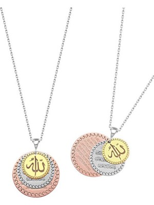 Parmas Design Allah Lafzı Ayetel Kürsi ve Nazar Dualı 925 Ayar Gümüş Kadın Yuvarlak Kolye
