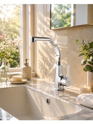 Viosa Lotus Banyo Lavabo Bataryası Pirinç Gövde Premium Krom Ağır Malzeme Uzun Ömürlü