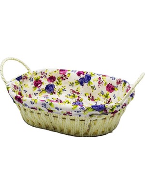 Asil Acar Home Renkli Bezli Oval Hasır Ekmek Sepeti ROYALEKS-8821