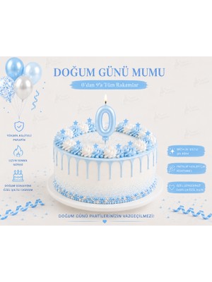 Parti Dükkanı Mavi 0 Rakam Pasta Mumu 12 cm Doğum Günü Sayı Mumu
