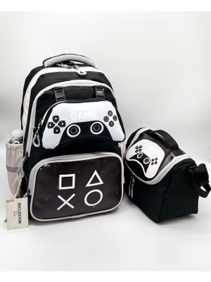 Mixx Store Joystick Desenli Termal Beslenmelik ve Kalemlikli Çocuk Sırt Okul Ilkokul Çantası Seti