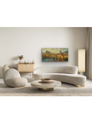 Bezos Prag Şehir Manzarası Kanvas Tablo 60X120CM