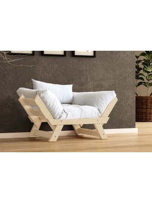 Vivense Woodesk Adalar Masif Ahşap Berjer, Natural-Kırık Beyaz Renk
