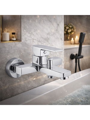 Viosa Krom Kare Banyo Bataryası Aç Kapa 5 Yıl Garantili Musluk