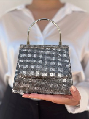 She Poly Kadın Platin Abiye Clutch Portföy El Düğün Nişan Gece Çantası