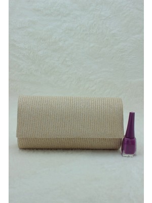 She Poly Abiye Çanta Clutch Portföy Askılı Omuz ve El Çantası Çupra Altın 2023