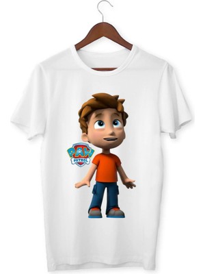 Alpşan Ticaret Paw Patrol Alex Porter Baskılı Çocuk/yetişkin Tişörtü Beyaz Kısa Kollu