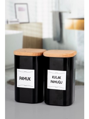 Nyl Home 2li Siyah Kulak Pamuğu ve Pamuk Kavanozu Akrilik
