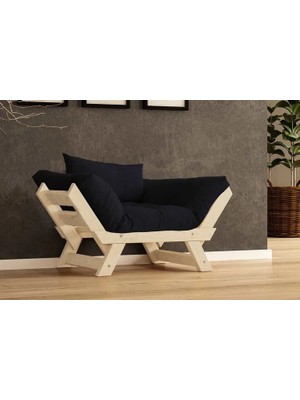 Vivense Woodesk Adalar Masif Ahşap Berjer, Natural-Siyah Renk