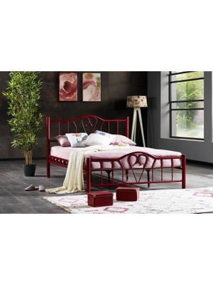 Vivense Orkide Metal Karyola, Bordo, 140X200