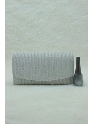 She Poly Abiye Çanta Clutch Portföy Askılı Omuz ve El Çantası Çupra Gümüş 2023